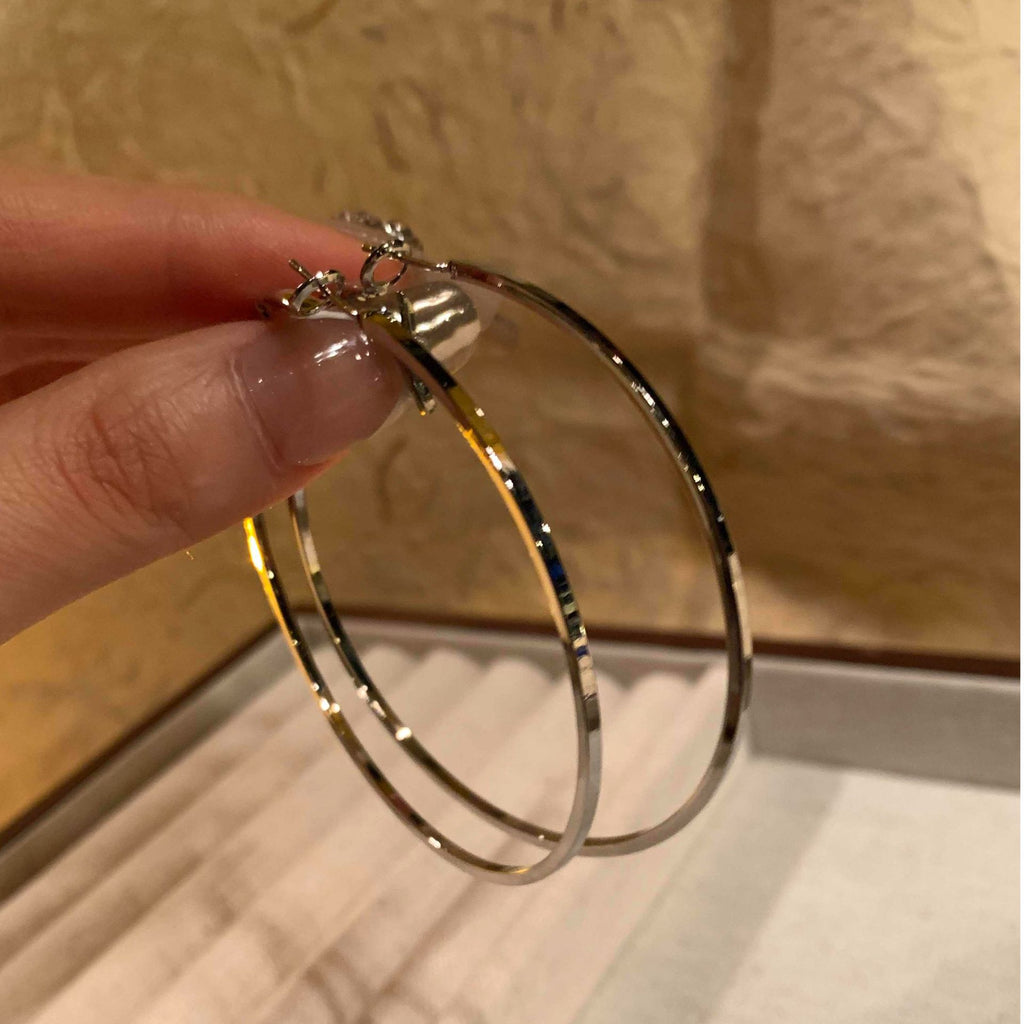 Large Metal Ball Hoop Earrings  Vintage Lightweight Statement Earrings For Women Vera Lux