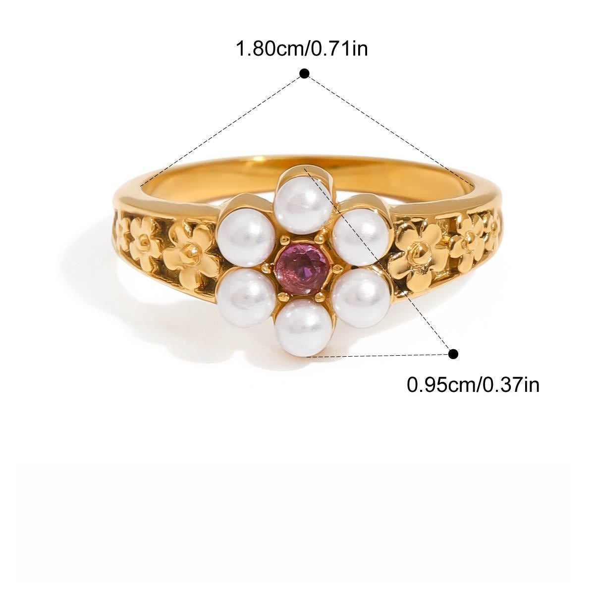 Pearl ring titanium steel ring Vera Lux