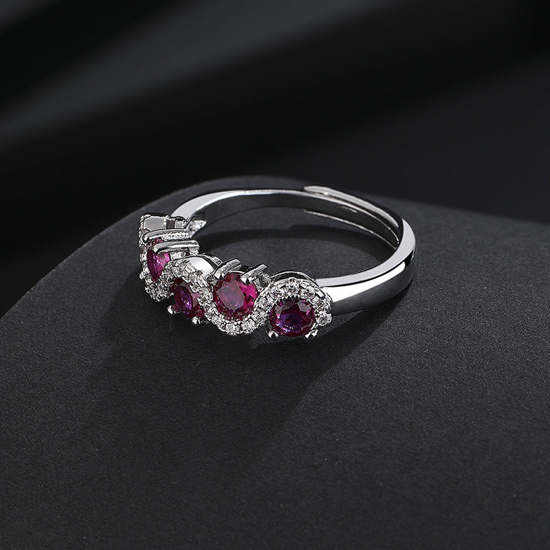 Hot Selling New Colored Gem Wave Ring, Premium Quality European Minimalist Twisted Band, Trendy Women Finger Ring Vera Lux