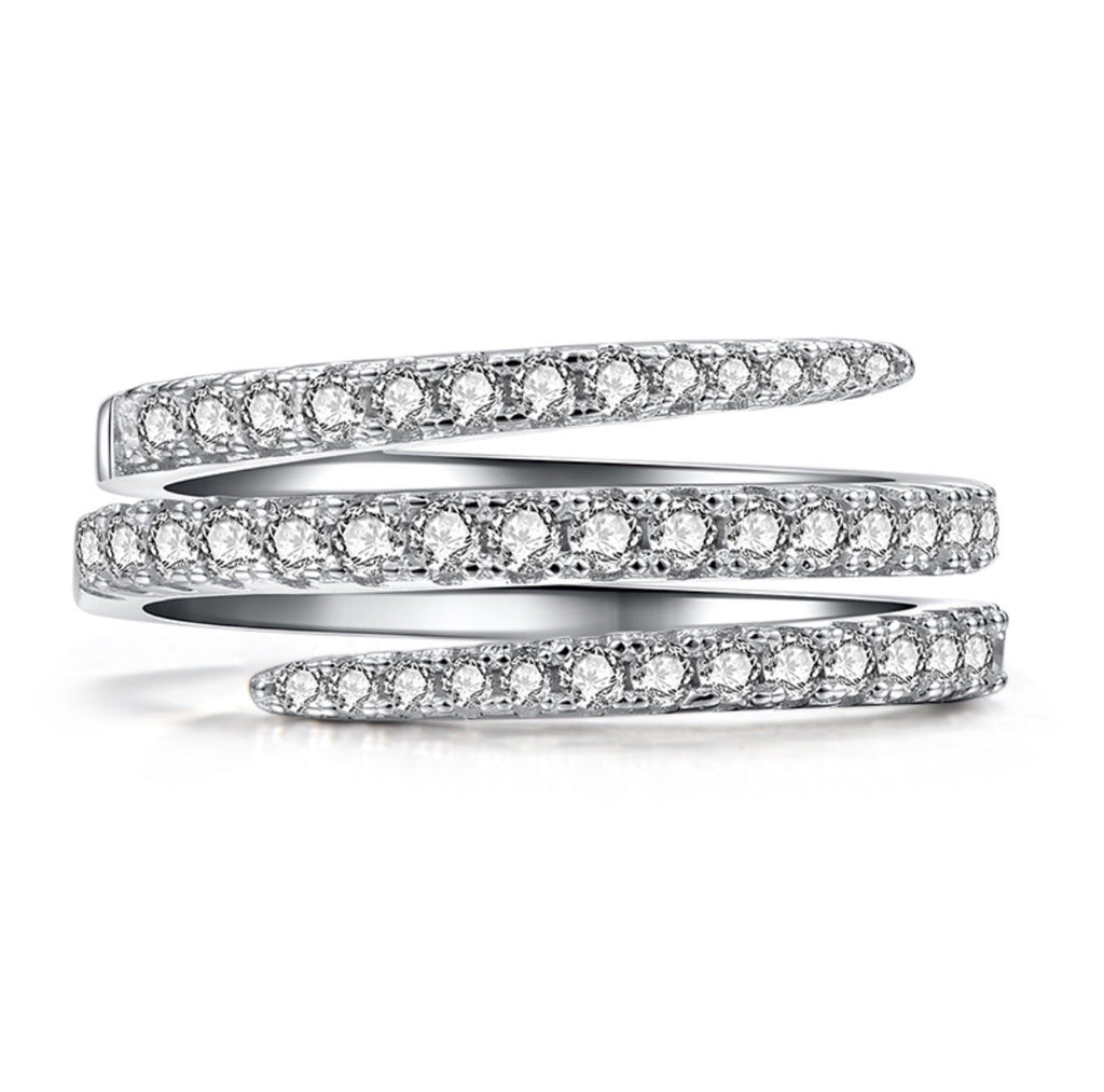 Women's Creative Micro Pave Snake Ring, Three-Line Twisted Row Diamond Simple Versatile Band Vera Lux