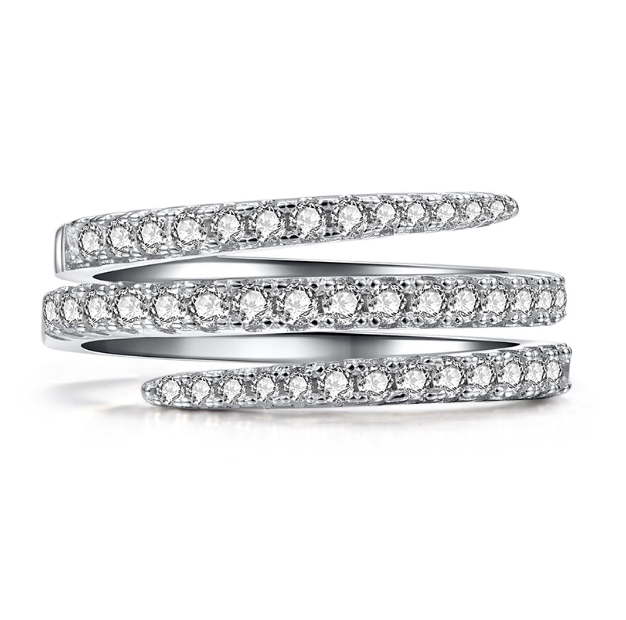 Women's Creative Micro Pave Snake Ring, Three-Line Twisted Row Diamond Simple Versatile Band Vera Lux