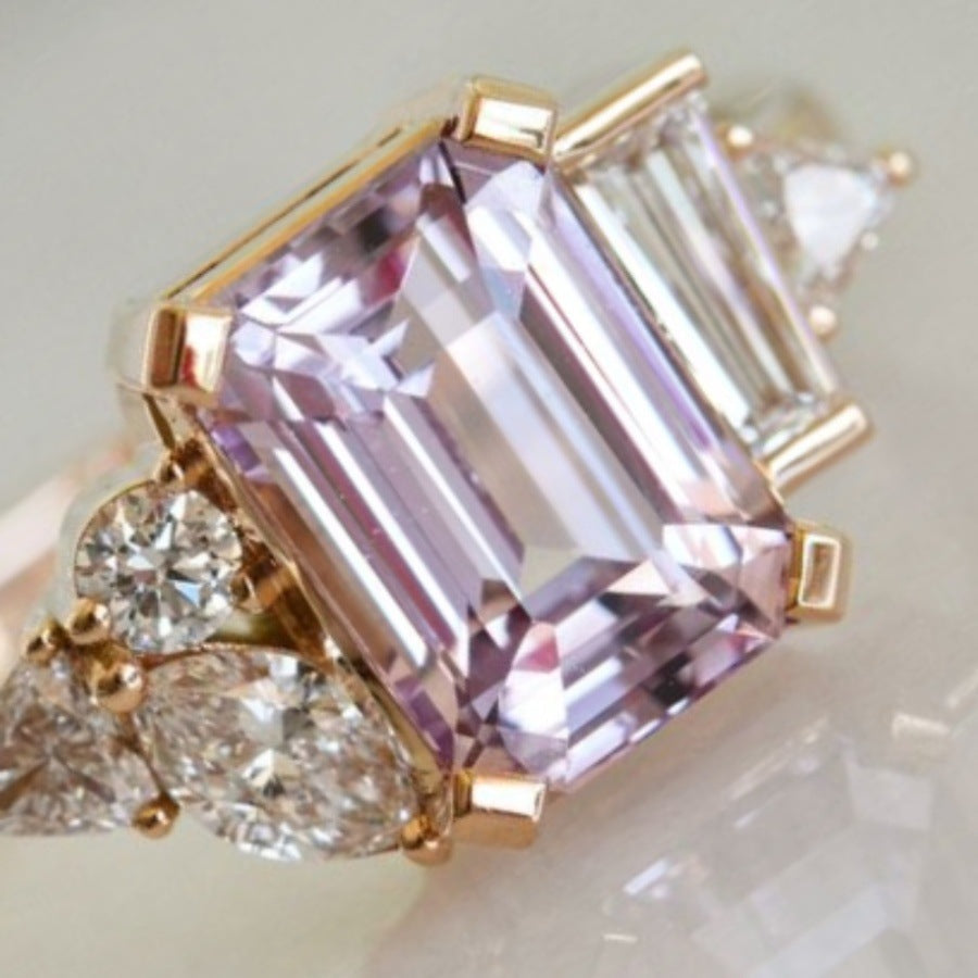 New Diamond Two Tone Square Princess Ring Vera Lux