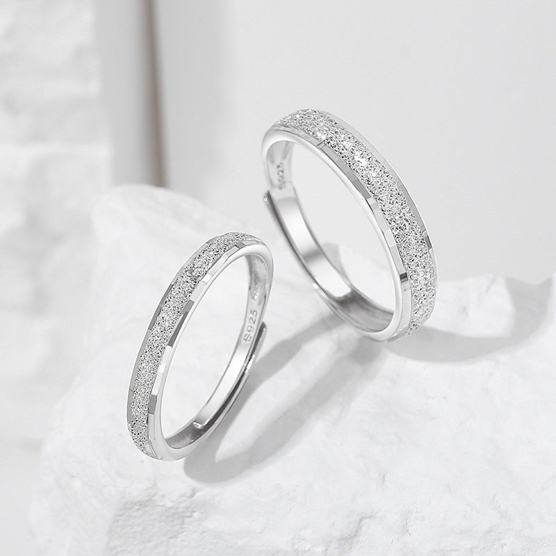 S925 Sterling Silver With You Plain Band Couple Rings, Niche Design Pair Rings, Minimalist Light Luxury & Versatile, Ideal For Gift Vera Lux