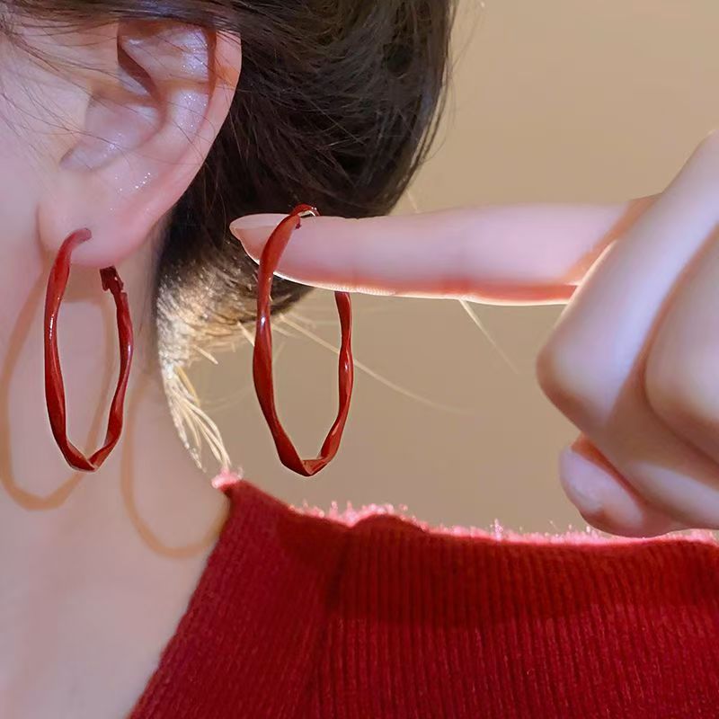 Silver Needle Twisted Hollow Hoop Earrings, European American Style, Unique Niche High-end Ear Jewelry For Women Vera Lux
