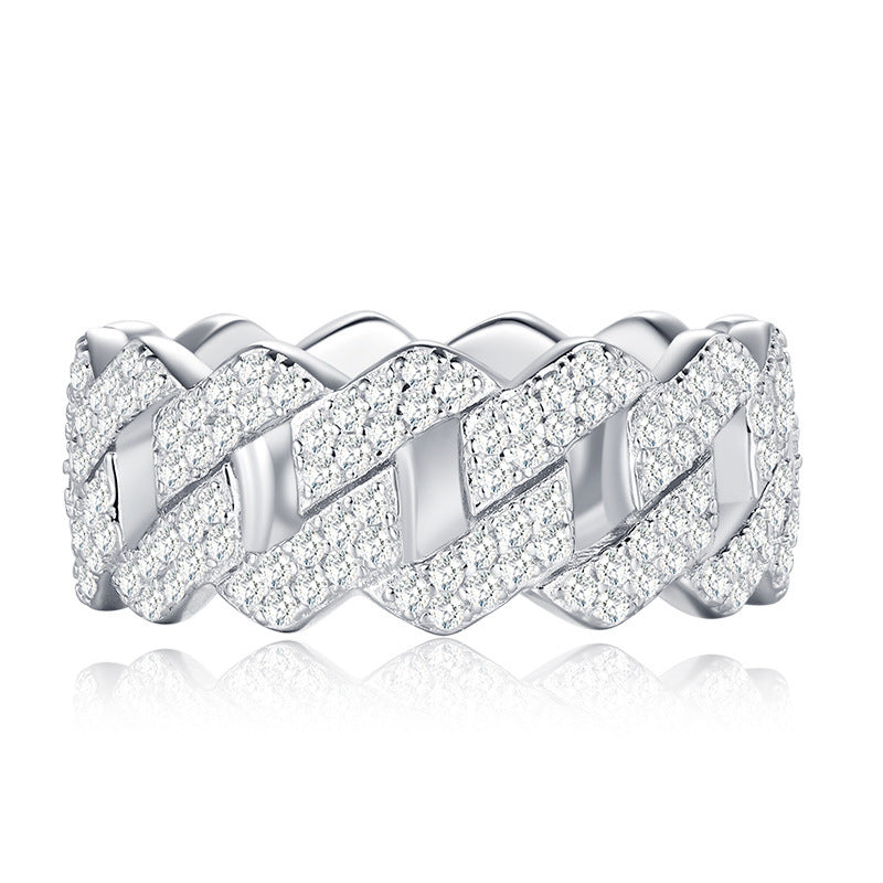 S925 Silver Ring Clasp With Cubic Zirconia Quadrilateral Shape Vera Lux