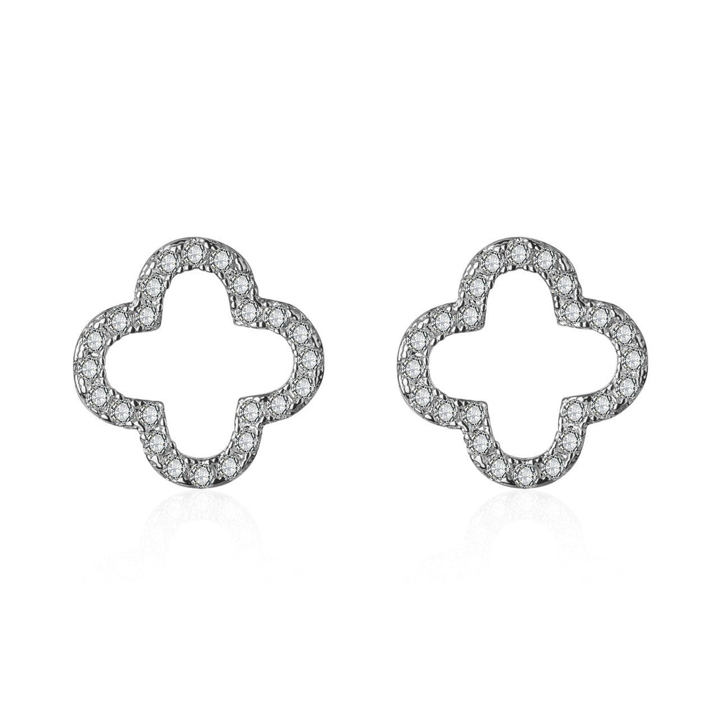S925 sterling silver forest-style four-leaf clover diamond earrings Vera Lux