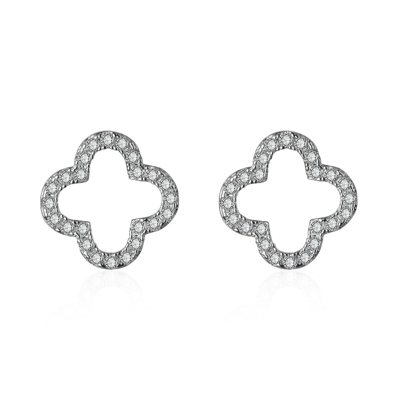 S925 sterling silver forest-style four-leaf clover diamond earrings Vera Lux