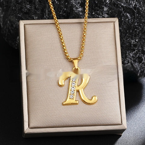 26 Diamond-Encrusted English Alphabet Necklaces Vera Lux