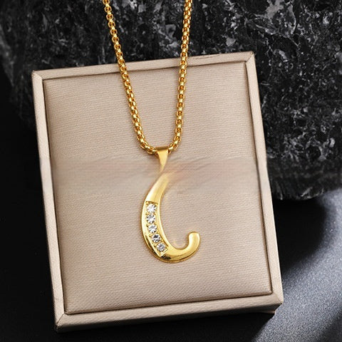 26 Diamond-Encrusted English Alphabet Necklaces Vera Lux