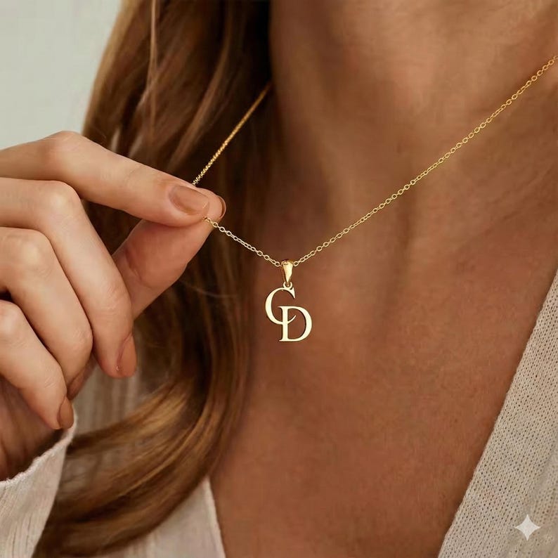 Custom interwoven double letter necklace Vera Lux