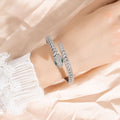 Women's 18K Gold Snakebone Open Bangle with Full Diamond Setting Vera Lux
