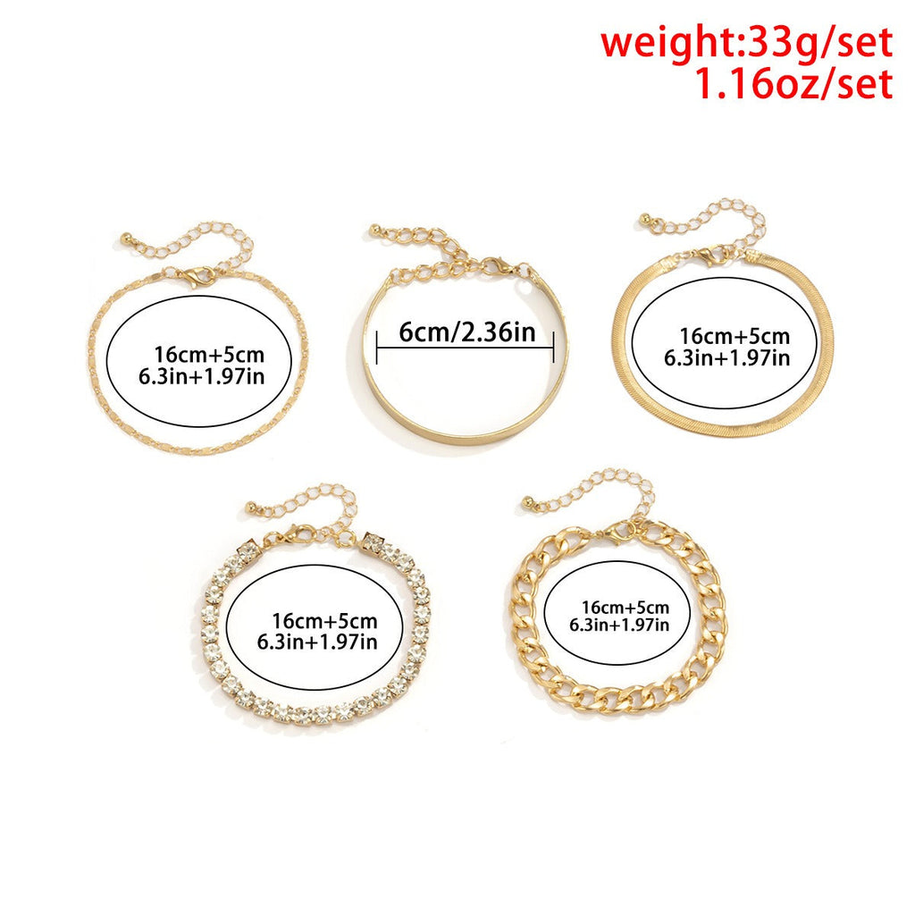 18k gold retro trend snake bone chain diamond bracelet Vera Lux