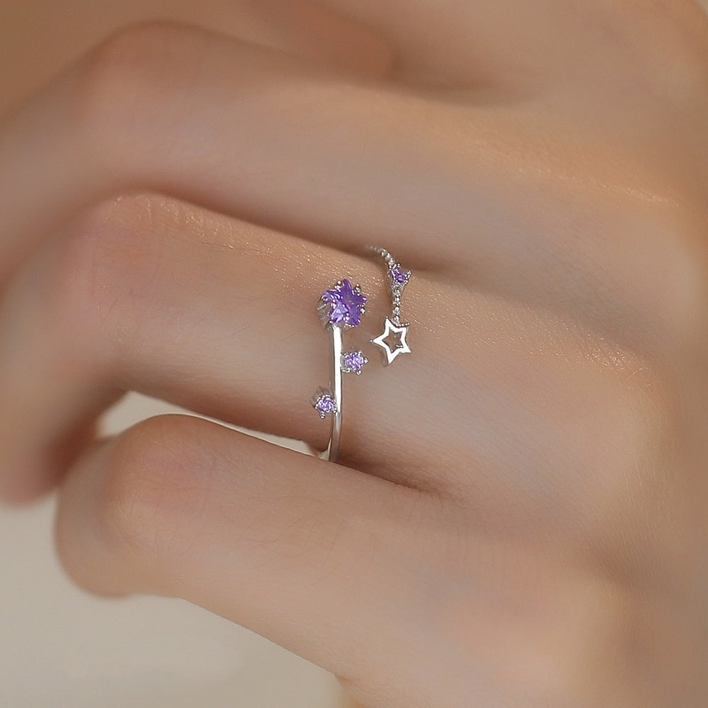 Star Girl Sterling Silver Niche All-Match Adjustable Ring Vera Lux