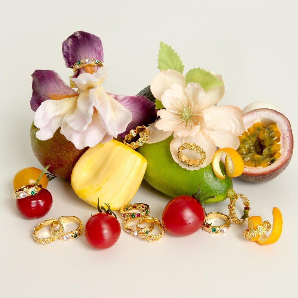 18K gold inlaid gemstone exquisite design noble ring Vera Lux
