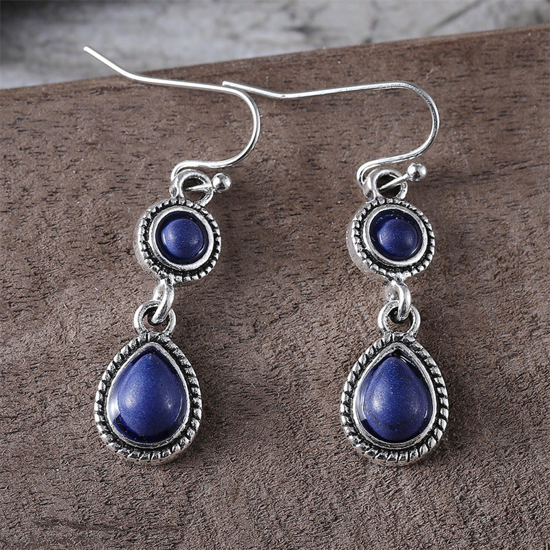 Retro Ethnic-Style Floral Waterdrop-Shaped Alloy Earrings Vera Lux
