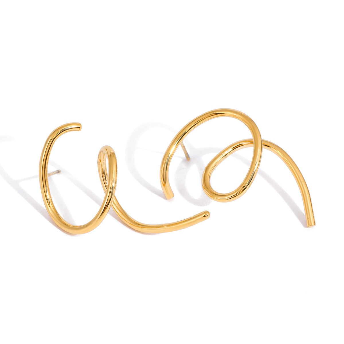 18K gold irregular titanium steel line stud earrings Vera Lux