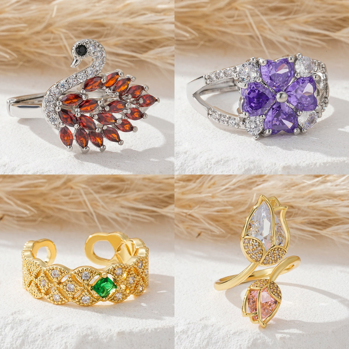 Colorful Zircon Cute Swan Ring Vera Lux