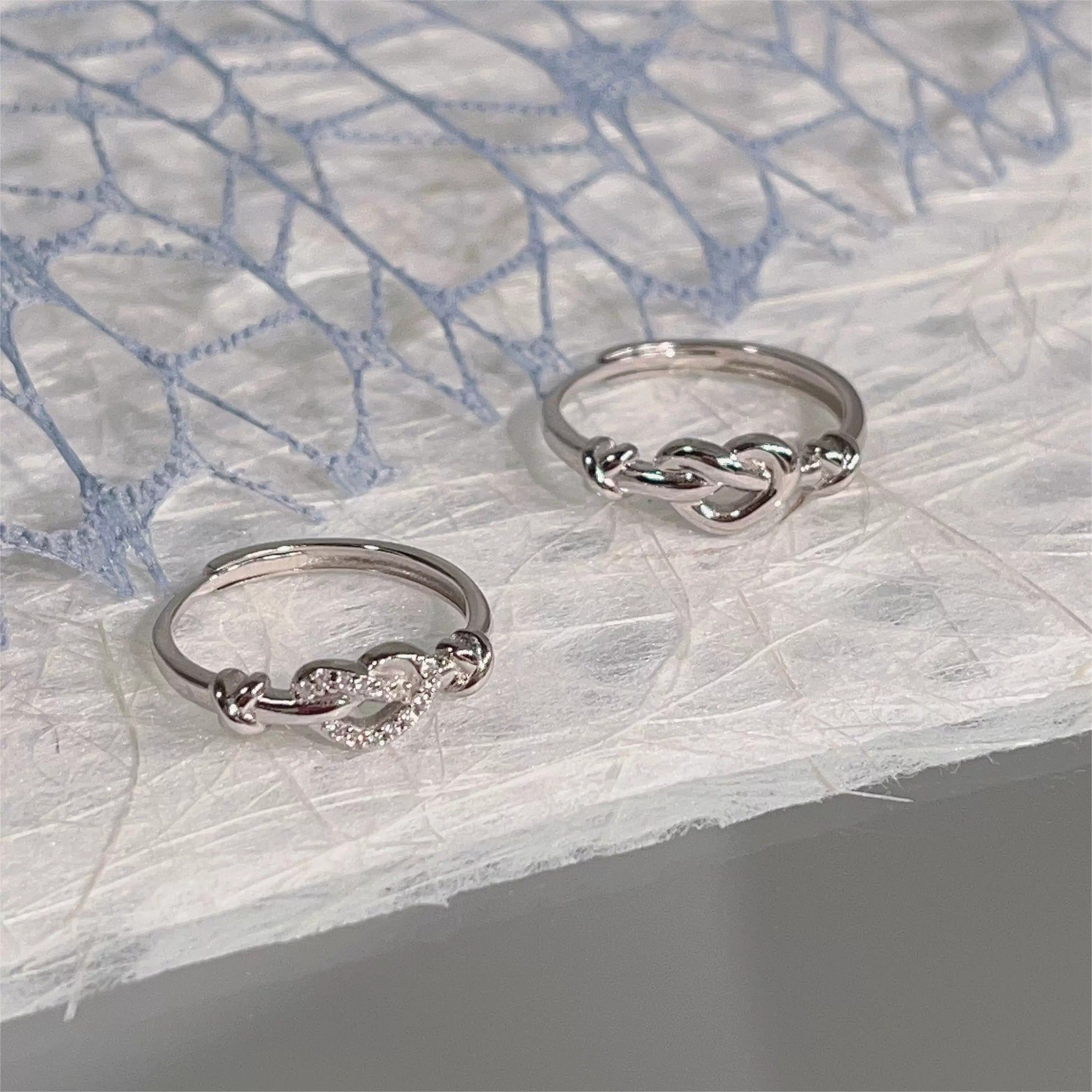 Love Heart Couple Rings For Men & Women, Simple Twin Knot Fashion Light Luxury Gift Vera Lux
