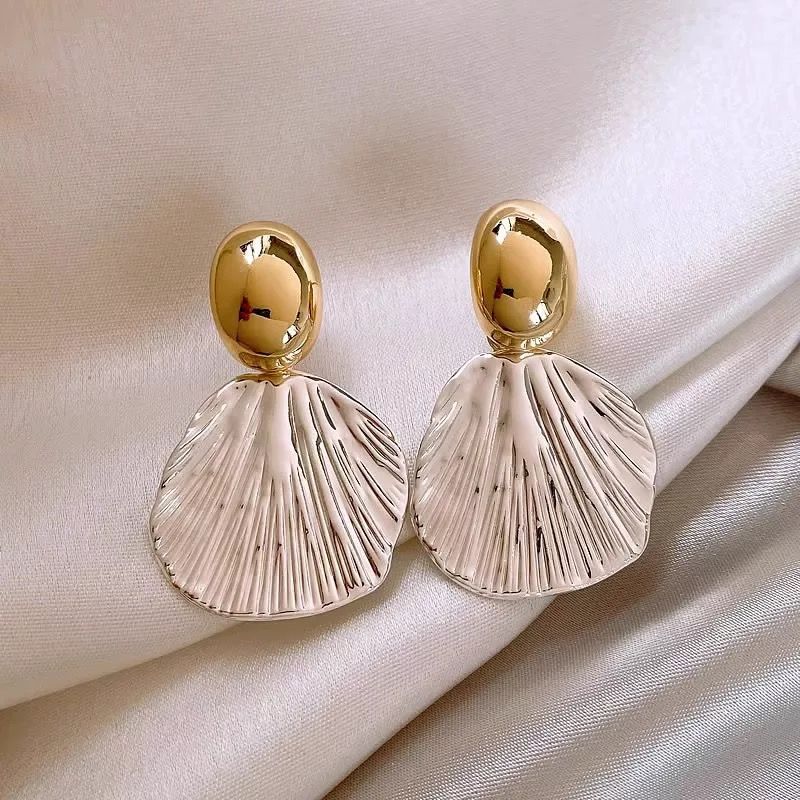 Irregular Shell Texture Metal Earrings, Luxury Exaggerated Niche Studs, New 2026 Elegant Jewelry Vera Lux