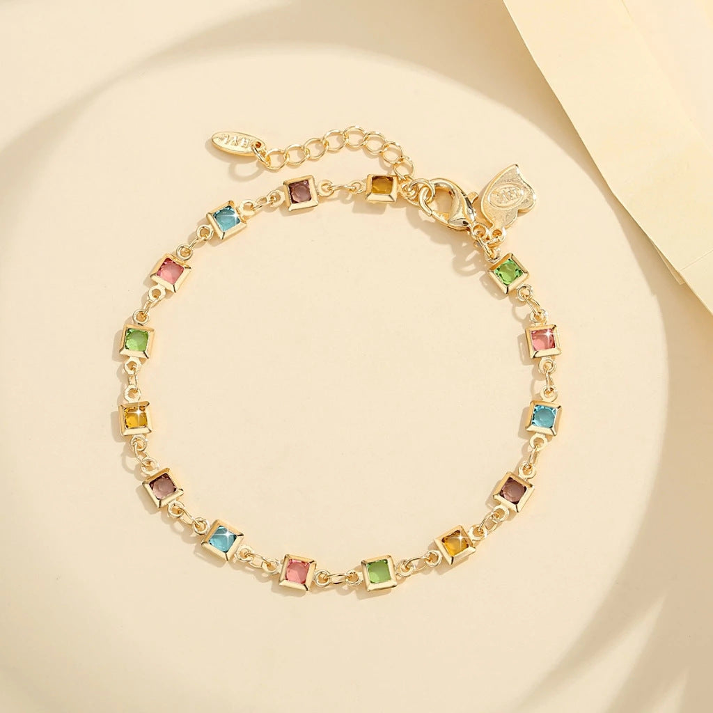 Multicolor Micro-Set Rainbow Zircon Bracelet Vera Lux