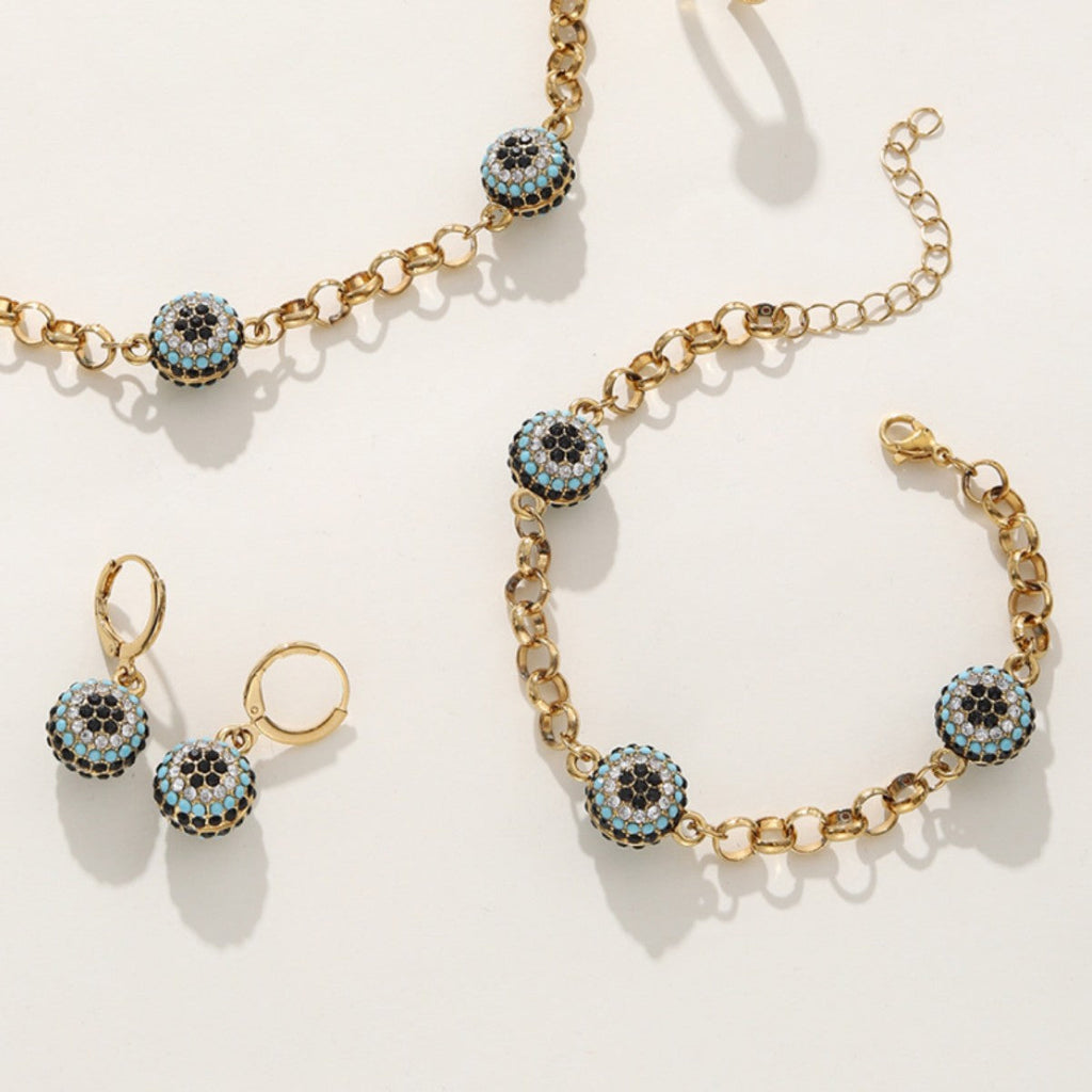Bohemian Evil Eye Necklace Bracelet and Earring Set Vera Lux