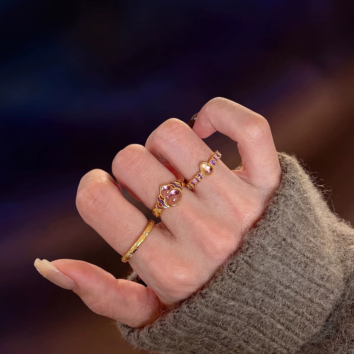 Chinese-style Exquisite Enamel Ice-clear Ring Vera Lux