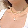 Stainless Steel Zircon Cross Necklace Vera Lux