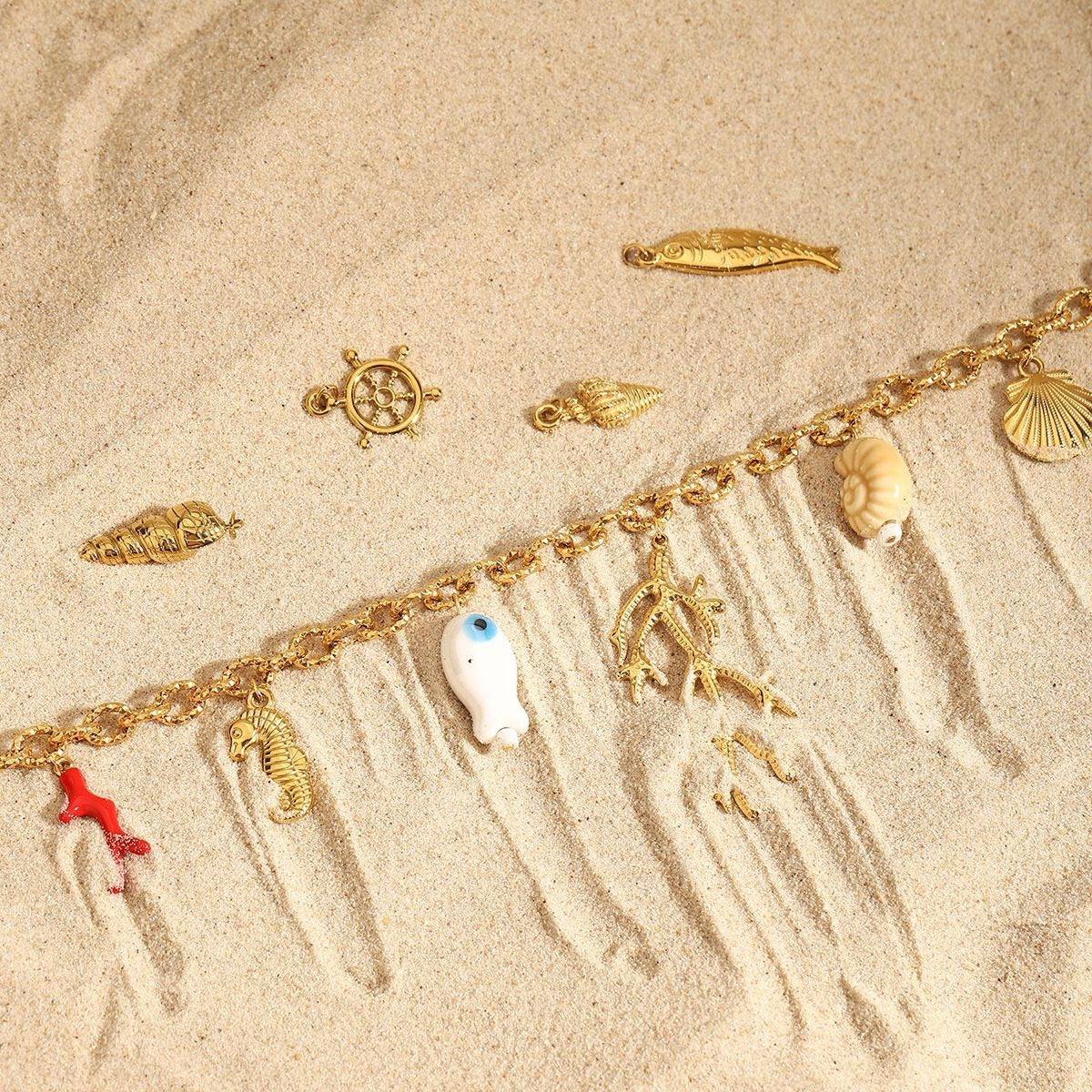 18K Gold Coral Shape Ocean Style Necklace Vera Lux
