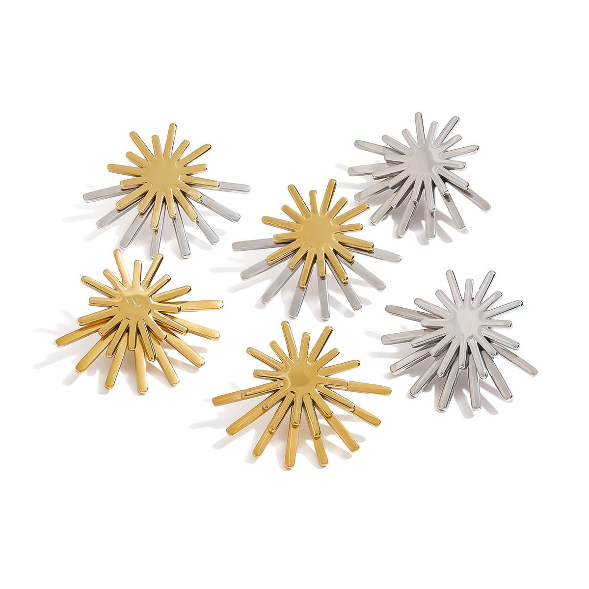 18K gold sun-shaped earrings with simple and elegant design Vera Lux