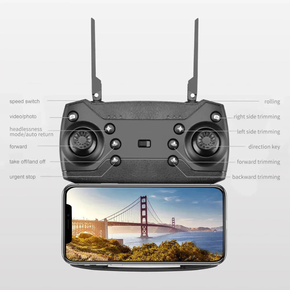 E88 Pro Foldable Quadcopter Drone - WIFI FPV, HD 4K Camera, Altitude Hold Whatever the Treasure