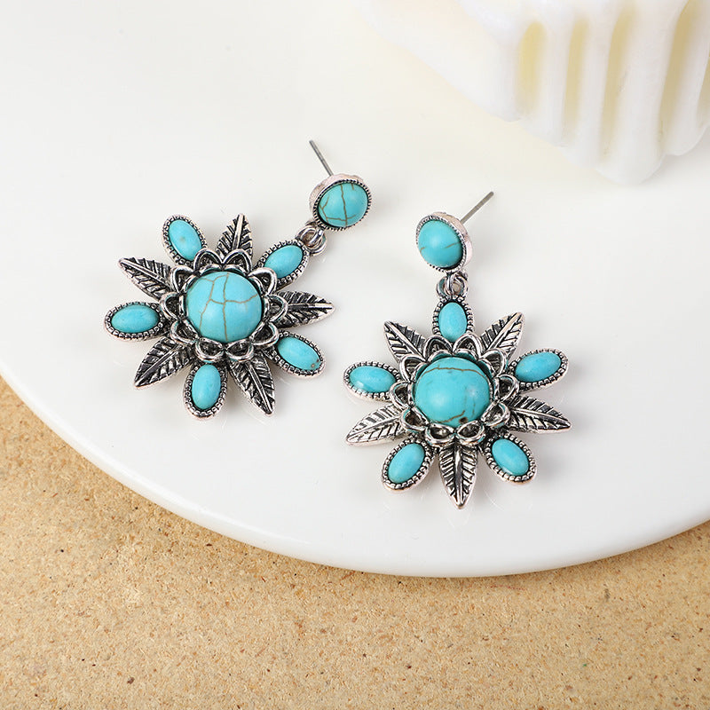 Western-style Loose Turquoise Bead Necklace With Electroplating Vera Lux