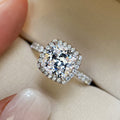 Japanese Style Luxury Square Simulated Diamond Ring, Silver Plated S925 Band Vera Lux