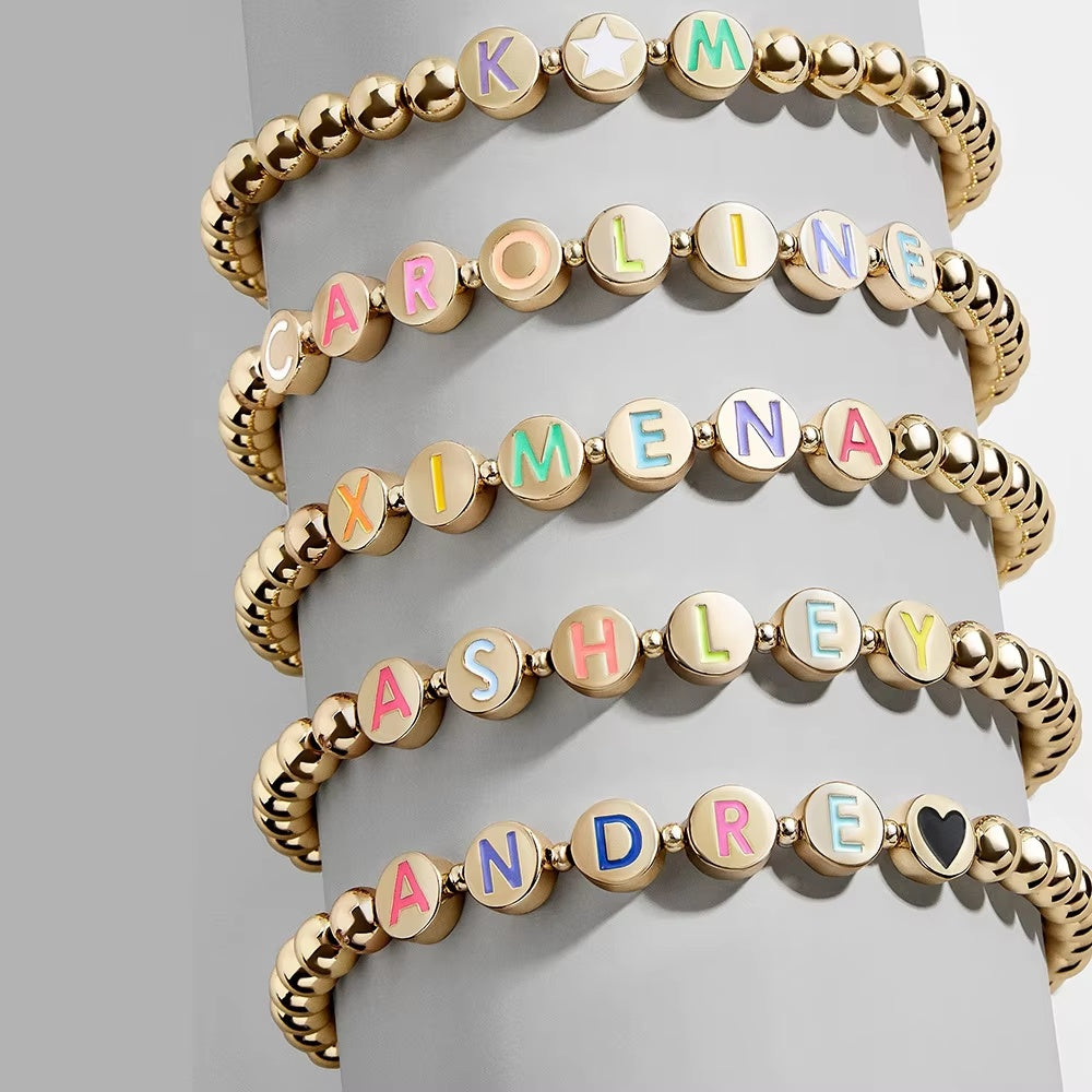 Simple Round Bracelet With Letter Charm Vera Lux