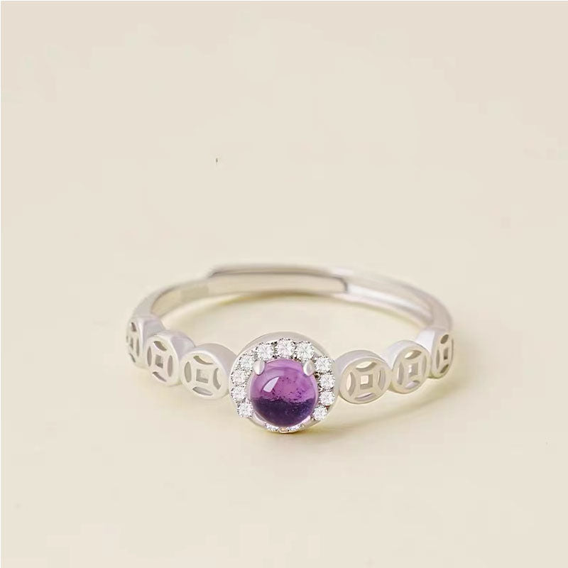Ring Girl Wang Cai Purple Copper Coin Niche Vera Lux
