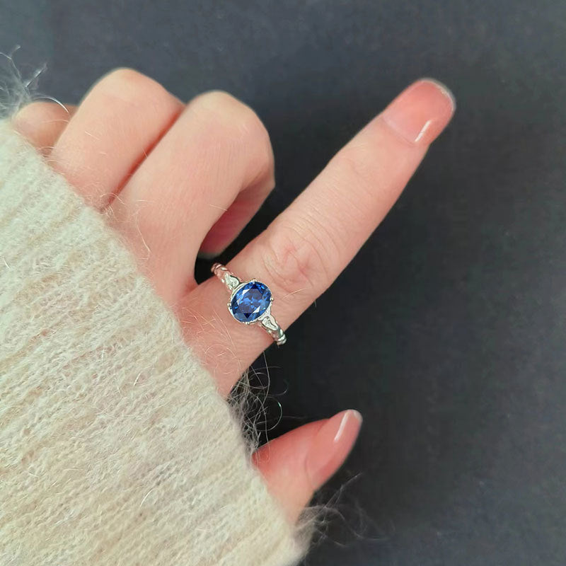 Women's Blue Zircon Fashionable All-Match Open Ring Vera Lux