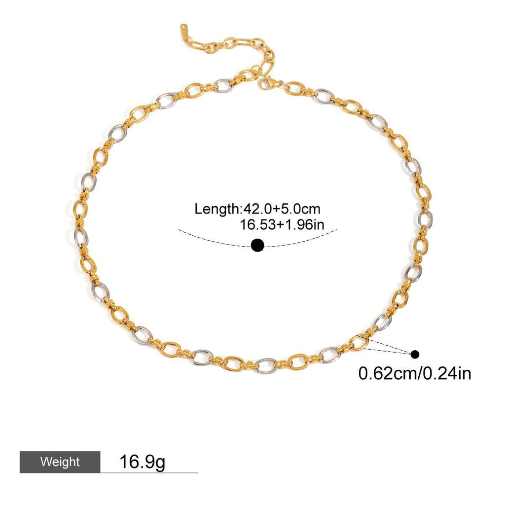 18K gold ring with gold and silver color matching design trendy personality necklace Vera Lux