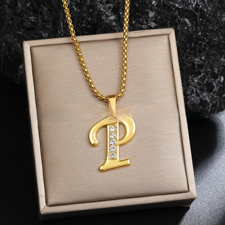 26 Diamond-Encrusted English Alphabet Necklaces Vera Lux