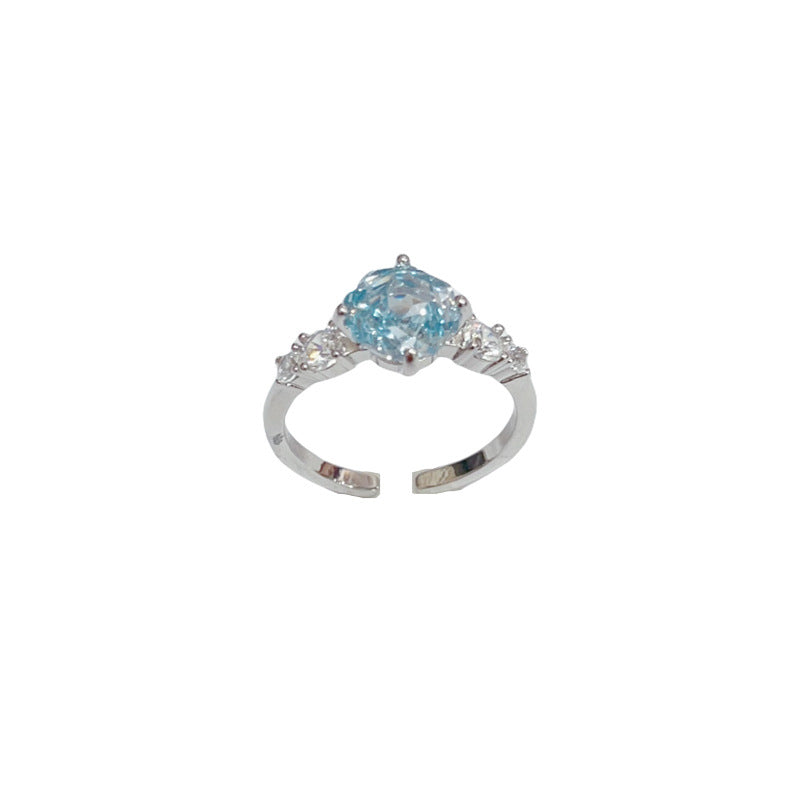Fashionable All-Match Rose Ice-Flower Cut Cubic Zirconia Open Ring Vera Lux