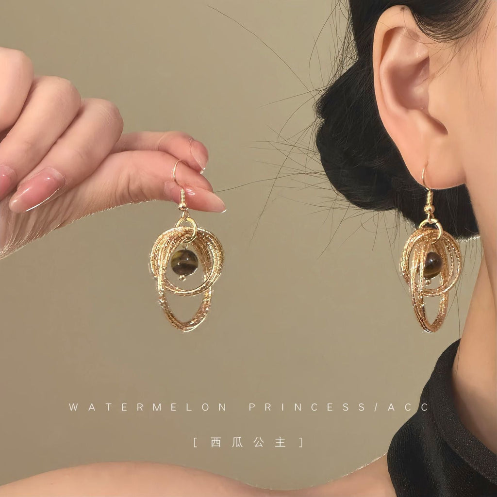 2026 Hot Sale Golden Tiger's Eye Earrings, Elegant & Unique Women's Jewelry Vera Lux