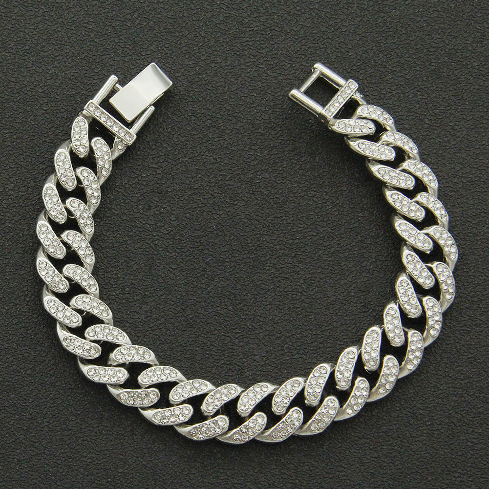 Full Diamond Cuban Chain Bracelet Personalized Street Dance Motorcycle Men Vera Lux