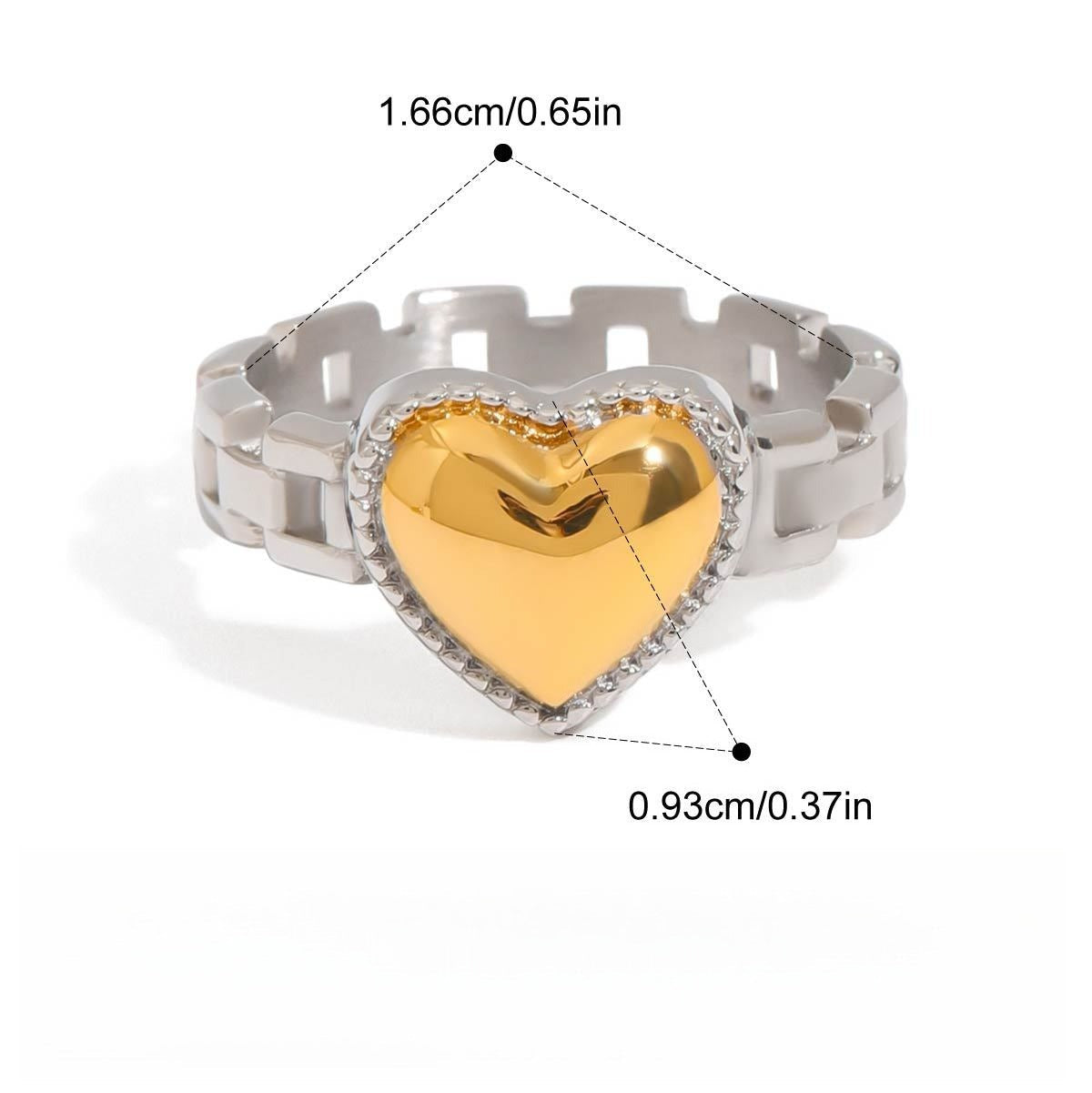 18K gold heart titanium steel ring Vera Lux