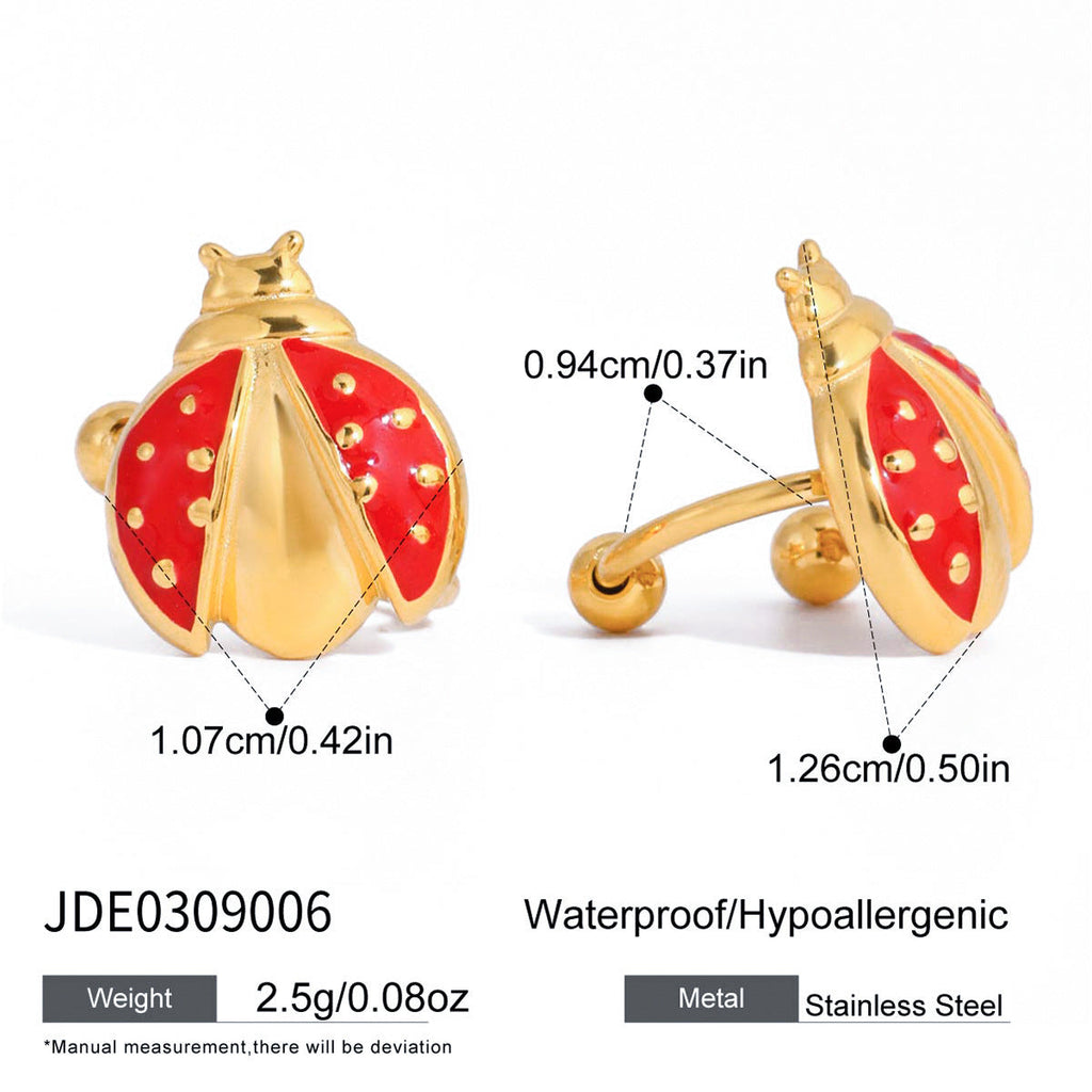Ladybug Stainless Steel Ear Cuff Earrings Vera Lux