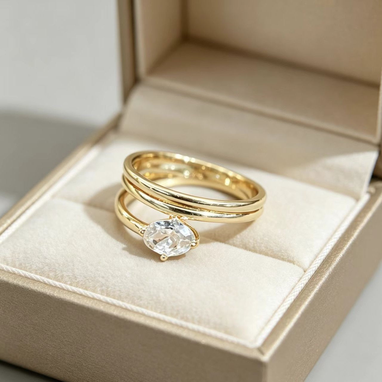 Simple, Versatile, Asymmetrical Zircon-studded Ring For Women Vera Lux