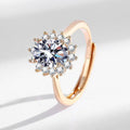 Light Luxury Sunflower Ring Champagne Gold With Colorful Gemstones High-Quality Hand Jewelry Vera Lux