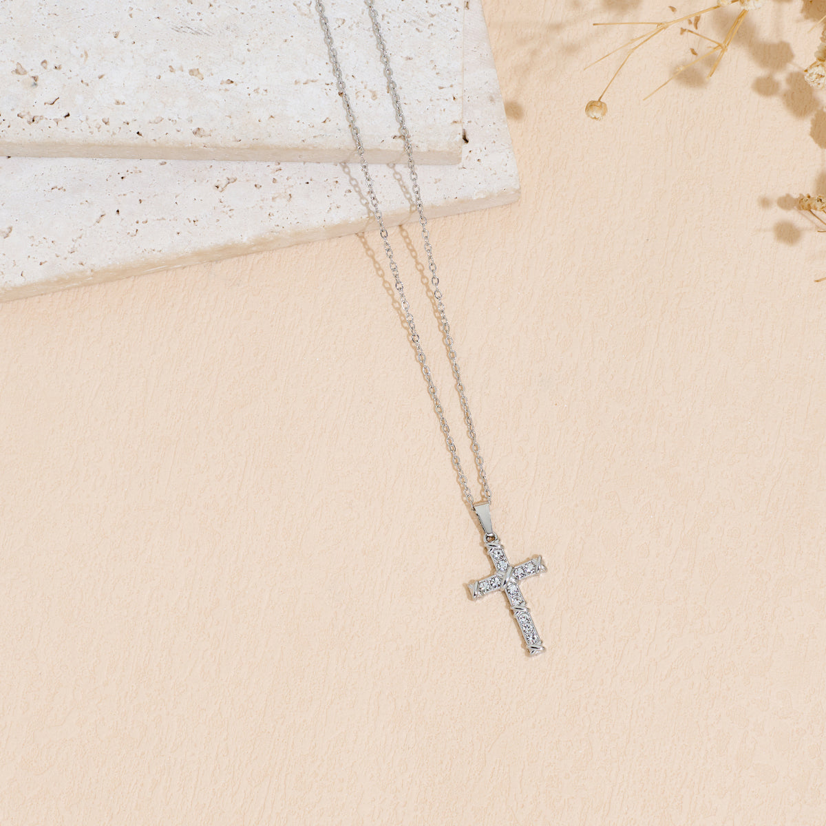 Stainless Steel Inlaid Zircon Cross Pendant Necklace For Men And Women Vera Lux