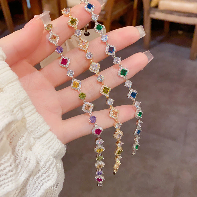 Light Luxury Fashionable All-Match Micro-Set Colorful Zircon Bracelet Vera Lux