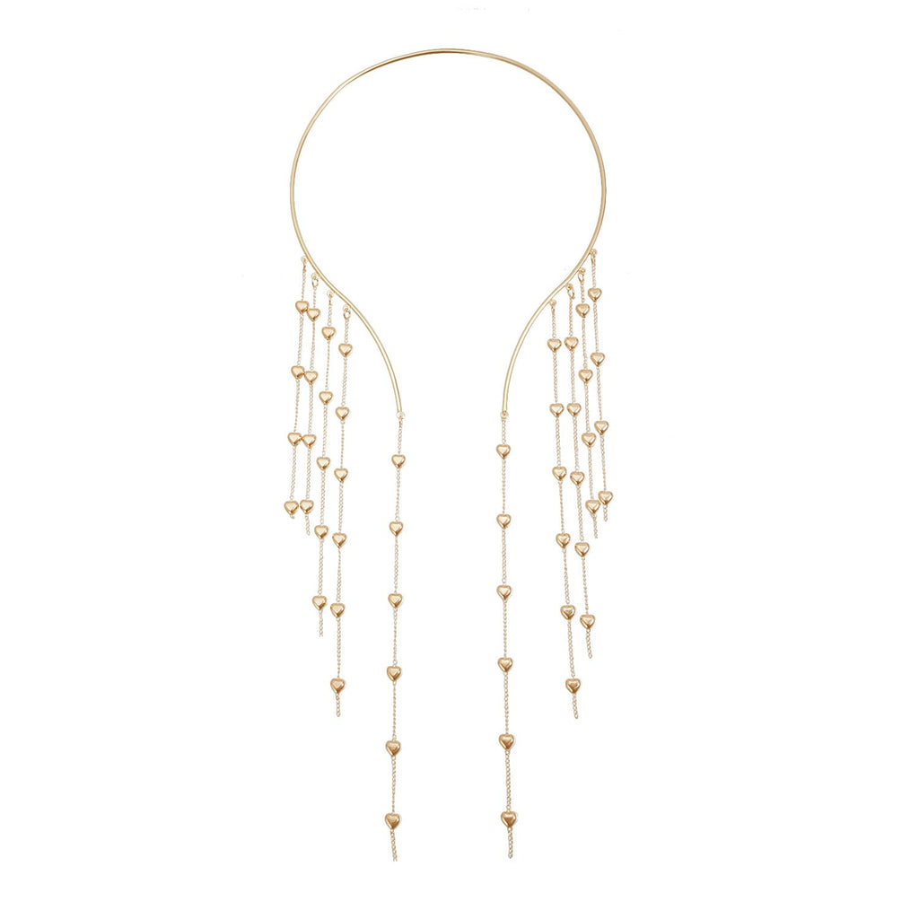 Draped Multi-Layer Heart Tassel Choker Vintage Futuristic Sexy Dress Neckpiece For Women Vera Lux