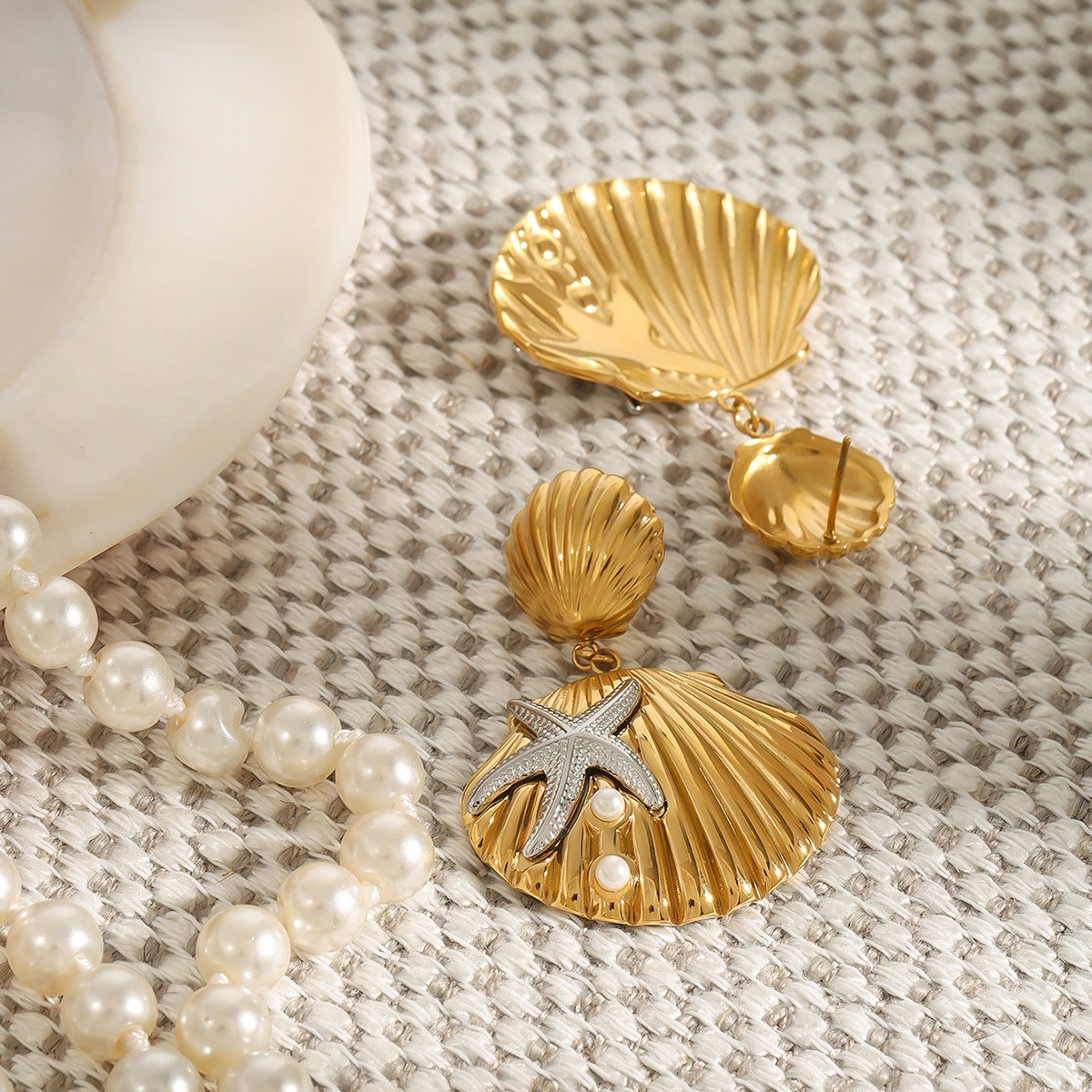 18K shells and starfish design exquisite and unique earrings Vera Lux