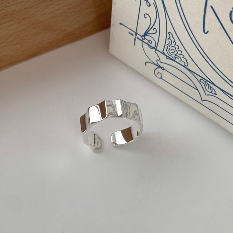 Korean Style Irregular Geometric Ring For Women, INS Trend, New Niche Design, Fashion Personality Index Finger Plain Band Vera Lux