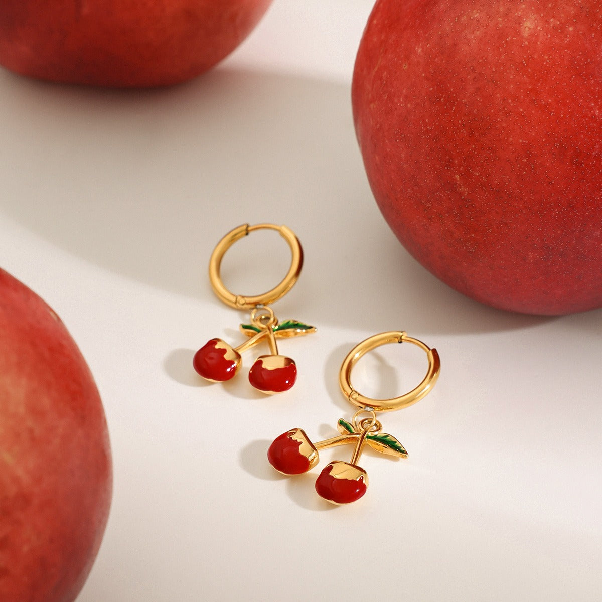 18K Gold Cherry Shaped Earrings with Exquisite and Unique Design Vera Lux